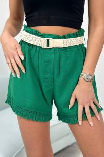 Dámske šortky s opaskom Farba: Zelená