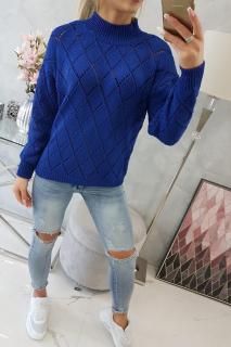 Dámsky rolákový sveter so vzorom UNI 1: UNI Modrá