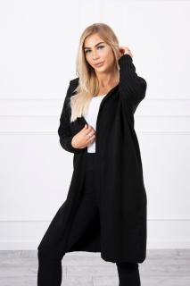 Dámsky sveter dlhý s kapucňou Farba: Čierna