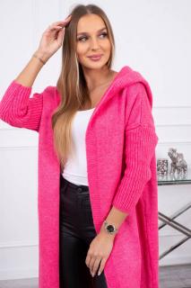 Dámsky sveter dlhý s kapucňou Farba: Cyklamenová