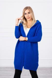 Dámsky sveter dlhý s kapucňou Farba: Modrá