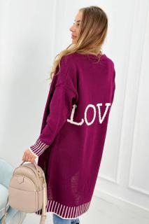 Dámsky sveter dlhý s nápisom na chrbte Farba: Tmavá fialová