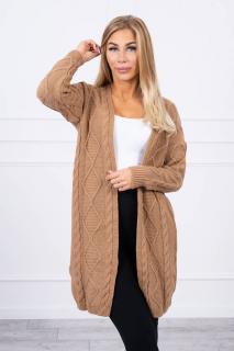 Dámsky sveter dlhý so vzorom Farba: Karamelová