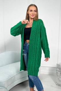 Dámsky sveter dlhý so vzorom Farba: Tmavá zelená