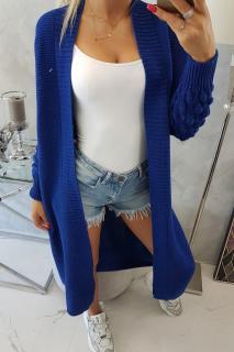 Dámsky sveter dlhý so vzorom na rukávoch UNI 1: UNI Modrá