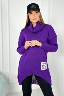 Dámsky sveter rolákový Farba: Tmavá fialová