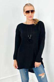 Dámsky sveter s náhrdelníkom Farba: Čierna
