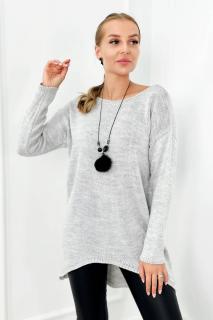 Dámsky sveter s náhrdelníkom Farba: Sivá