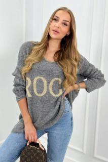 Dámsky sveter s nápisom Farba: Sivá