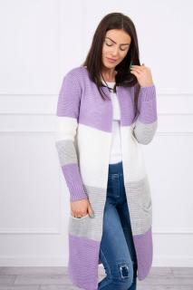 Dámsky sveter s pruhmi UNI pruhy: krémová-fialová