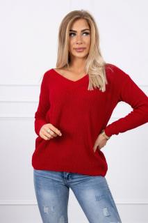 Dámsky sveter s výstrihom Farba: Červená