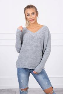 Dámsky sveter s výstrihom Farba: Sivá