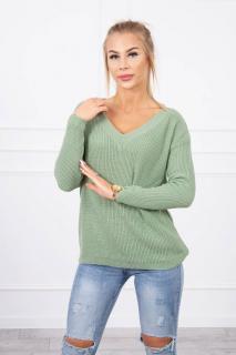 Dámsky sveter s výstrihom Farba: Tmavá mentolová