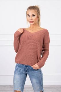 Dámsky sveter s výstrihom Farba: Tmavá ružová