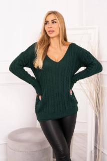 Dámsky sveter so vzorom Farba: Tmavá zelená