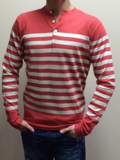 Jack & Jones Pánsky pruhovaný sveter - červeno biely Veľkosť: L