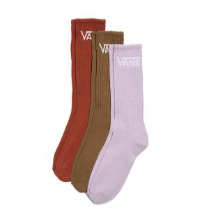 Balenie 3 párov rôznofarebných ponožiek VANS CLASSIC CREW SOCKS BURNT/HENNA/PINK Veľkosť: 39-42, Farba: Biela