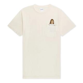 Béžové tričko RIPNDIP FLASHING KITTYS POCKET TEE NATURAL Veľkosť: M, Farba: Biela