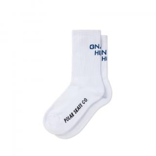 Biele ponožky OLAR SKATE CO. GNARLY HUH! SOCKS WHITE/BLUE Veľkosť: 39-42, Farba: Biela