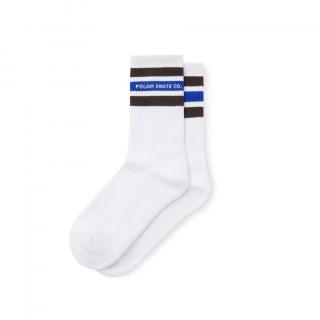 Biele ponožky POLAR SKATE CO. FAT STRIPE SOCKS WHITE/BROWN/BLUE Veľkosť: 43-46, Farba: Biela