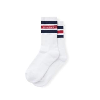 Biele ponožky POLAR SKATE CO. FAT STRIPE SOCKS WHITE/NAVY/RED Veľkosť: 39-42, Farba: Biela