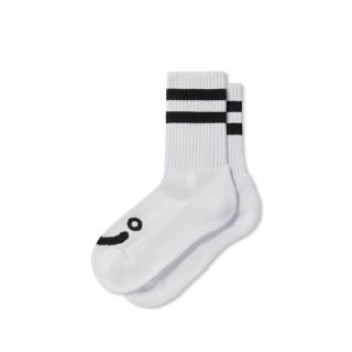 Biele ponožky POLAR SKATE CO. HAPPY SAD LONG SOCKS WHITE Veľkosť: 39-42, Farba: Biela