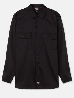 Čierna košeľa DICKIES LONG SLEEVE WORK SHIRT BLACK Veľkosť: L, Farba: Čierna