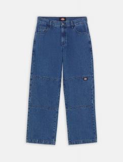Modré nohavice DICKIES DOUBLE KNEE DENIM PANT CLASSIC BLUE Veľkosť nohavíc: 32x32