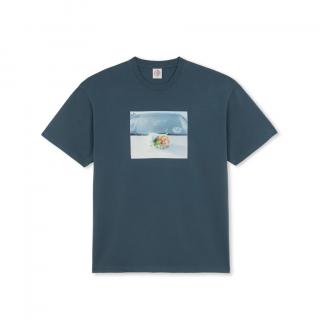 Modré tričko POLAR SKATE CO. DEAD FLOWERS TEE GREY BLUE Veľkosť: XL, Farba: Modrá