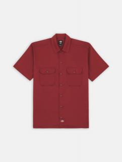 Tehlová košeľa DICKIES SHORT SLEEVE WORK SHIRT BLACK Veľkosť: L, Farba: Červená
