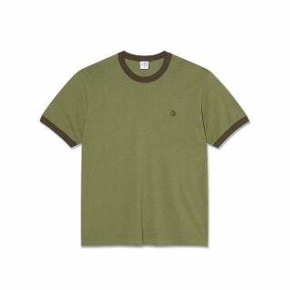 Zelené tričko POLAR SKATE CO. RINGER TEE ARMY GREEN / BROWN Veľkosť: L, Farba: Zelená