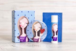 Darčeková sada modra: mydlo, balzam a zrkadielko