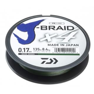 DAIWA J-BRAID X4 ZELENÁ 135 m dlžka: 135, priemer: 0,15 mm