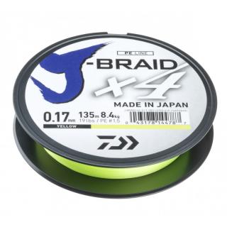 DAIWA J-BRAID X4 ŽLTÁ 135 m dlžka: 135m, priemer: 0,13 mm