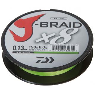 DAIWA J-BRAID X8 CHARTREUSE 150 m dlžka: 150 m, priemer: 0,10 mm