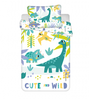 Obliečky do postieľky 100x135 + 40x60 cm - Dino "Cute and wild"