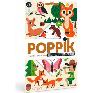 Lesné zvieratá - vzdelávací samolepkový plagát | POPPIK