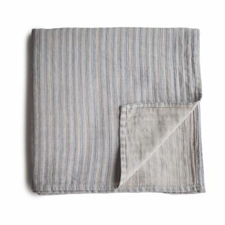 Mušelínová zavinovačka z organickej bavlny - Blue Stripes | MUSHIE