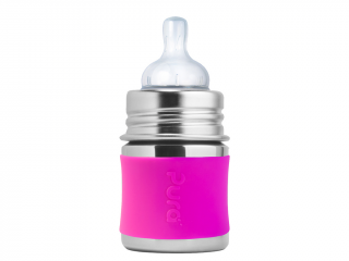 Nerezová dojčenská fľaša 150ml ružová | PURA