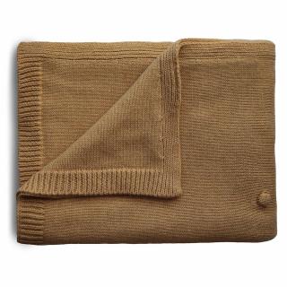 Pletená detská deka z organickej bavlny - bodkovaná Mustard | MUSHIE