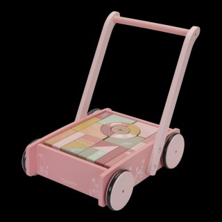 Vozíček s kockami pink flowers | Little Dutch