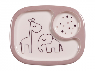 Yummy mini delený tanier Dreamy dots ružový | Done by Deer