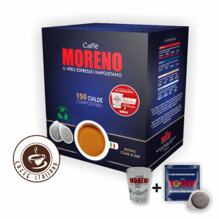 Caffe Moreno Aroma Blu e.s.e.pody 150ks + pohárik grátis  50% Arabica + 50% Robusta