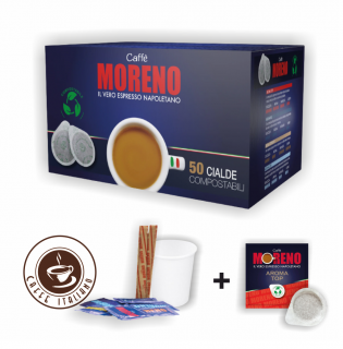 Caffe Moreno set e.s.e.pody Aroma Top 50ks+ pohár + miešatko + cukor