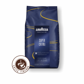 Lavazza Super Crema zrnková káva 1 kg  60% Arabica + 40% Robusta