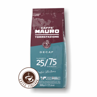 Mauro Bezkofeínová zrnková káva 500g  25% Arabica + 75% Robusta