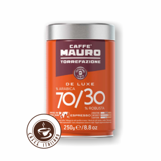 Mauro De Luxe mletá káva v plechovke 250g  70% Arabica a 30% Robusta