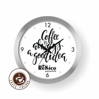 Rekico Caffe nástenné hodiny - strieborné