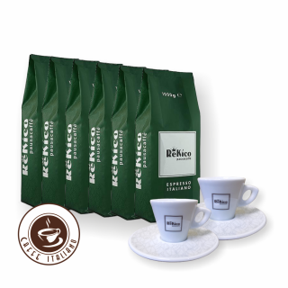 Rekico Flor Blend 6kg zrnková káva + 2 espresso šálky grátis  +Gratis 2 šálky + 2x ReKico Espresso šálka s podšálkou