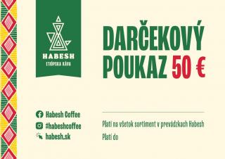 Darčekový poukaz Habesh Coffee Hodnota: 50 EUR